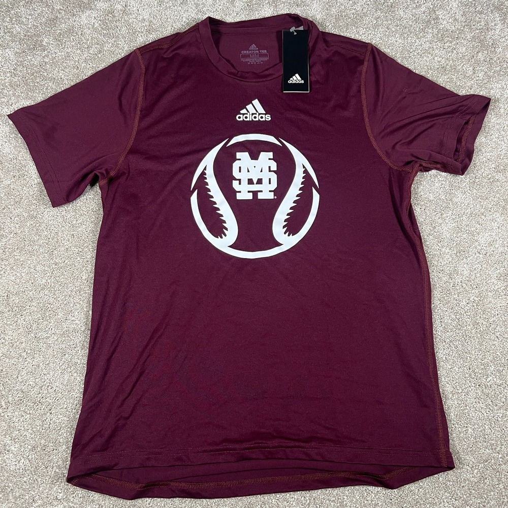 Adidas Mens M Maroon Mississippi State Bulldogs Baseball Creator T-Shirt NWT